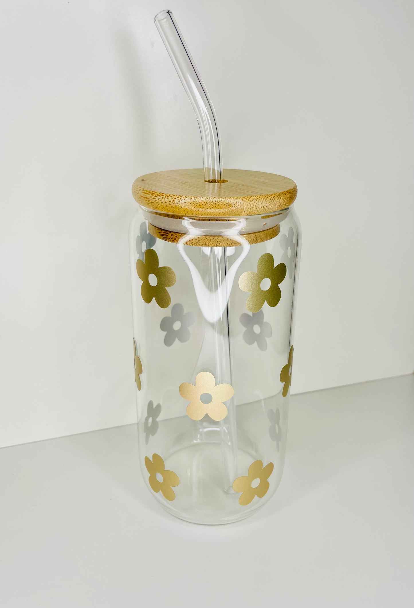 Flower Glass Cup | Glass Can | Daisy Glass | Cute Cups | Gifts | Mother's Day Gift