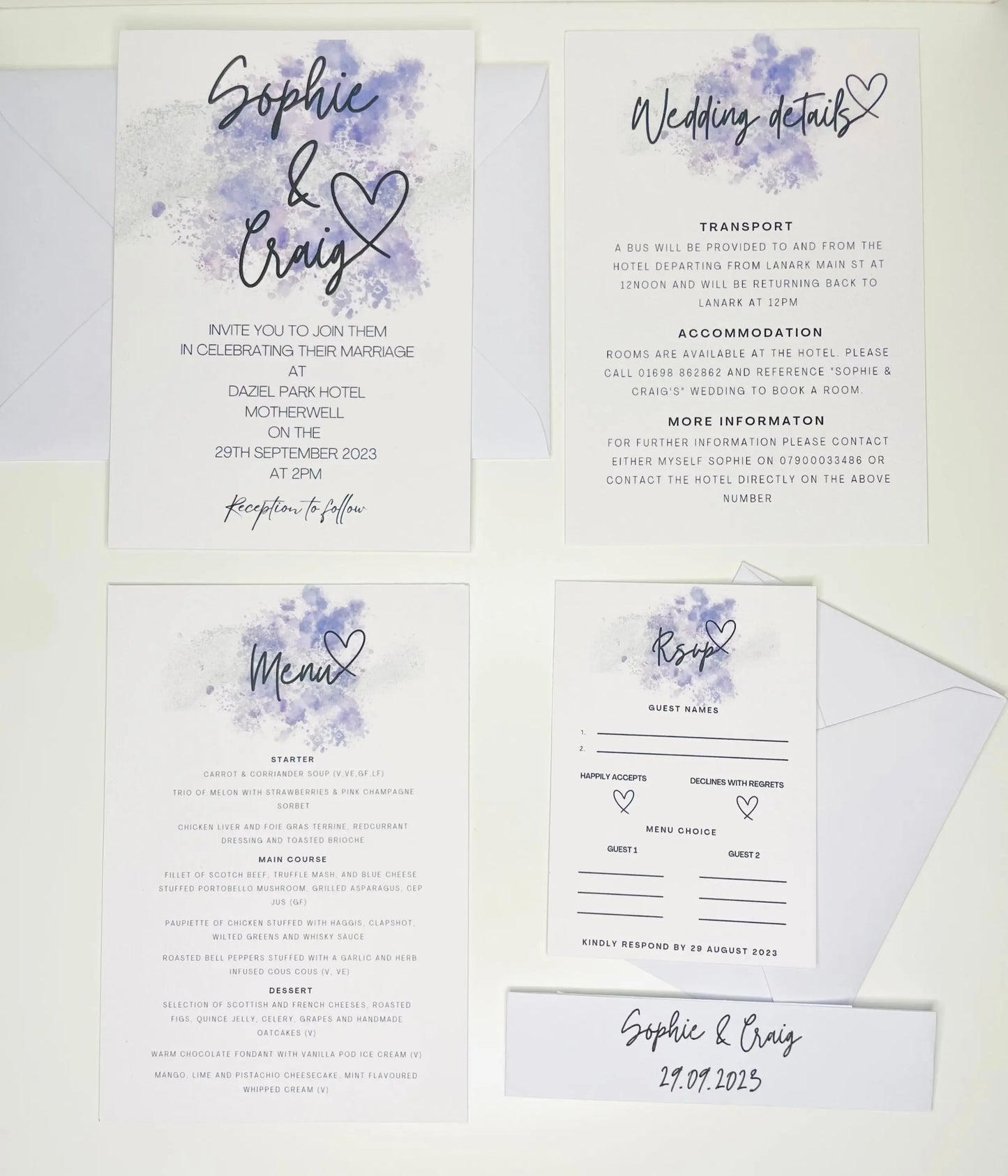 Purple Wedding Invitation Set & Individuals - Firtina Creations