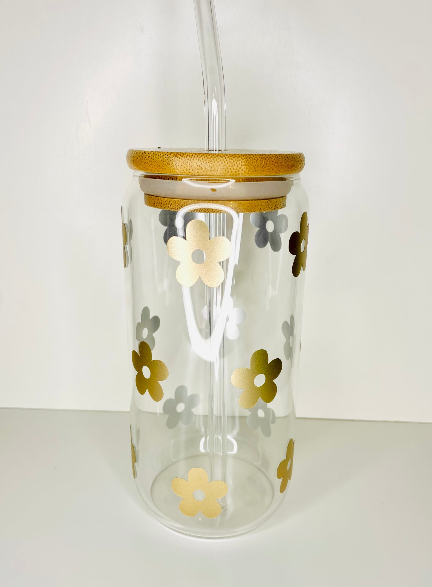 Flower Glass Cup | Glass Can | Daisy Glass | Cute Cups | Gifts | Mother's Day Gift