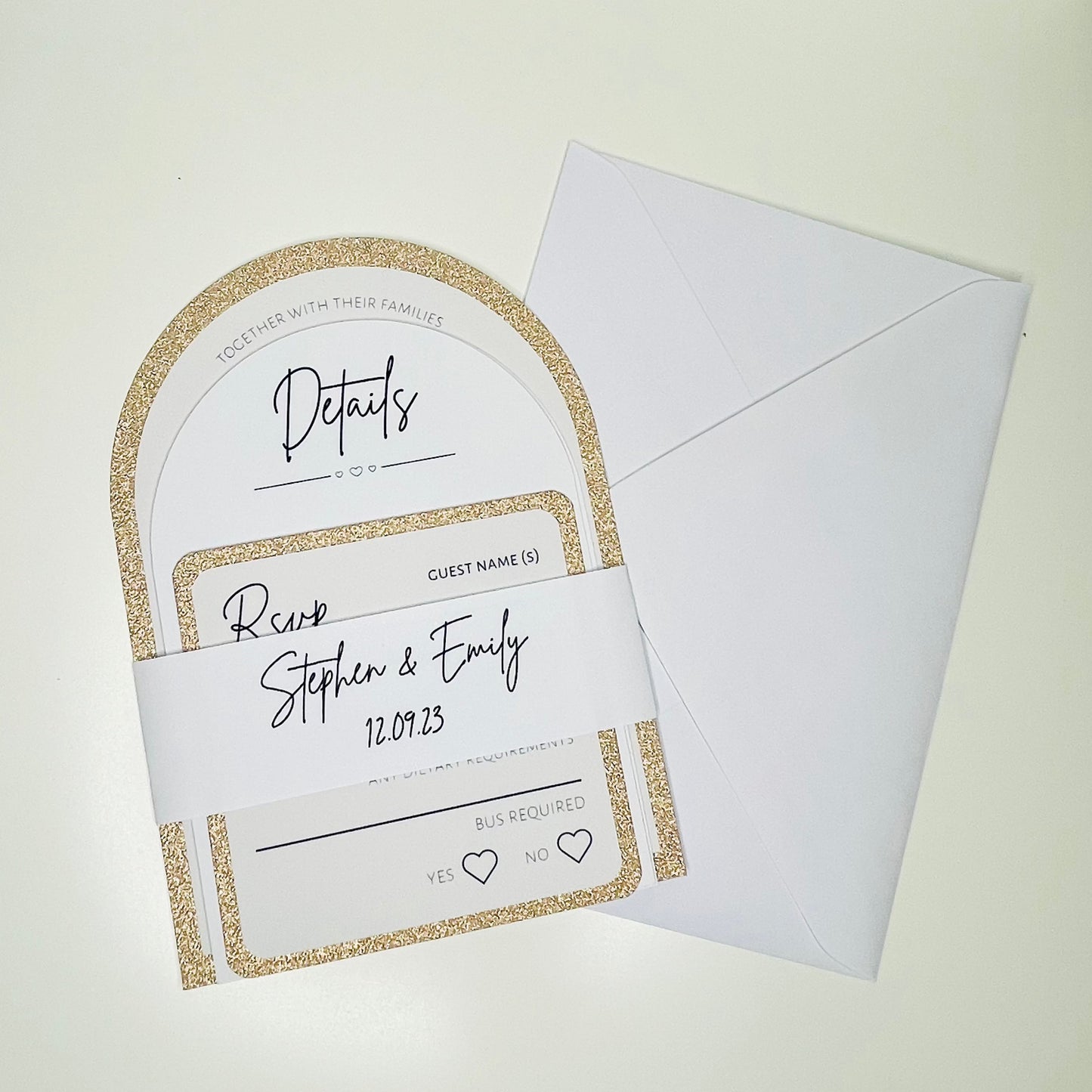 Glitter Arch Wedding Invite Set & Individuals - Firtina Creations