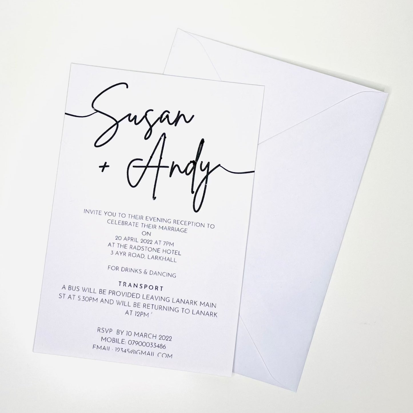 Minimalist Black & White Wedding Invitation Set & Individuals - Firtina Creations