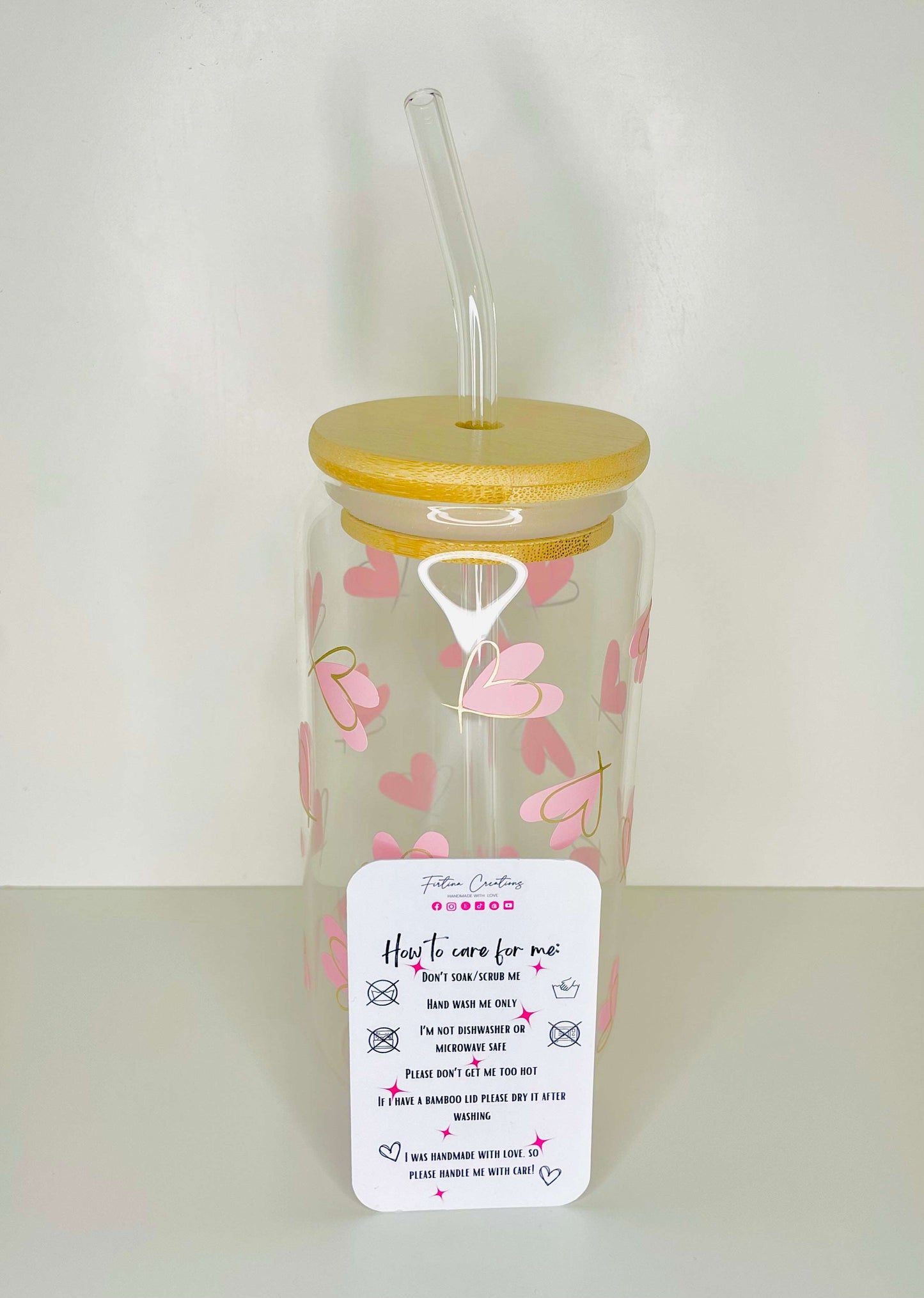 Heart Design Glass Can