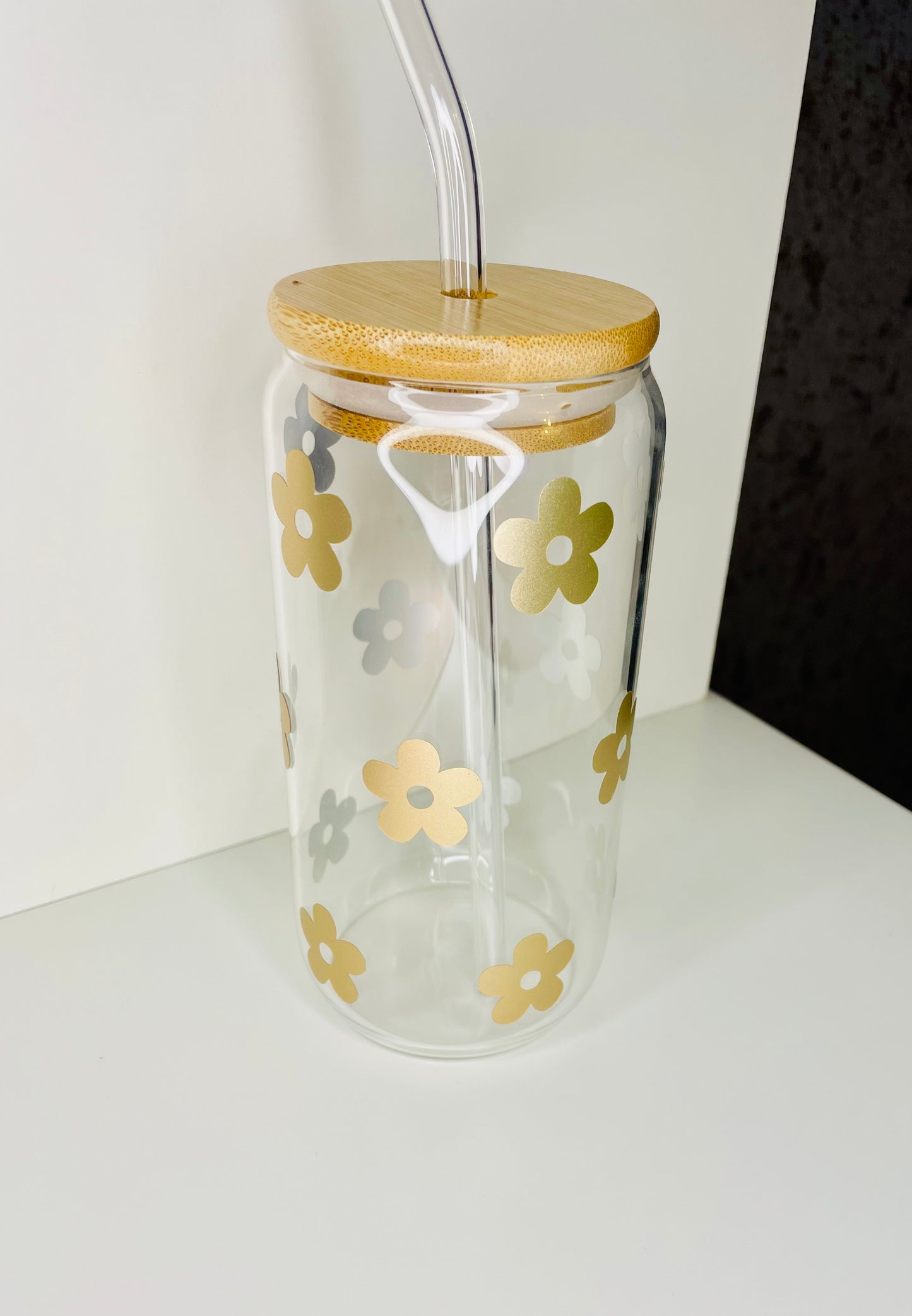 Flower Glass Cup | Glass Can | Daisy Glass | Cute Cups | Gifts | Mother's Day Gift