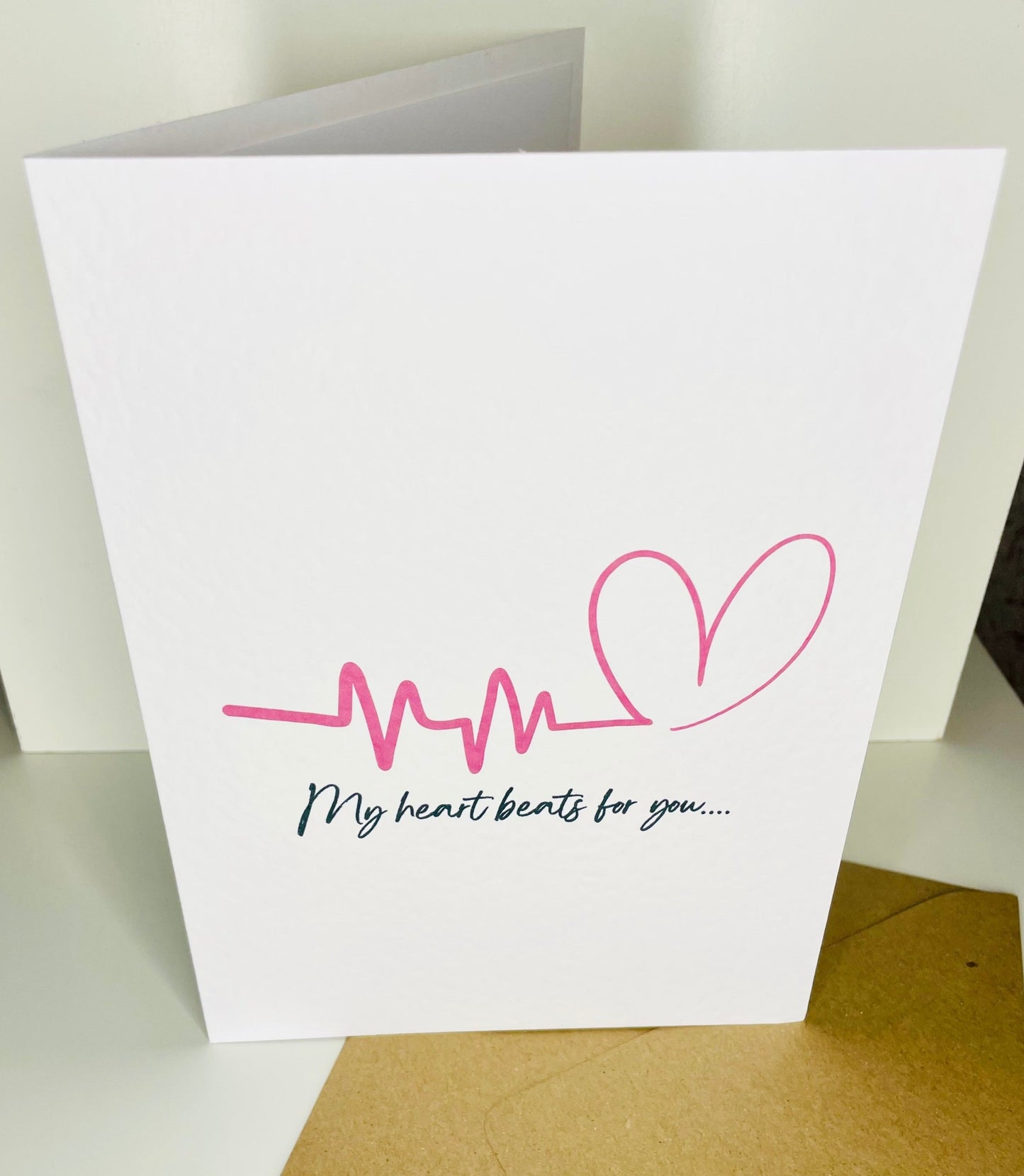 My Heart Beats for You Valentines Day Card, Heart Card - Firtina Creations
