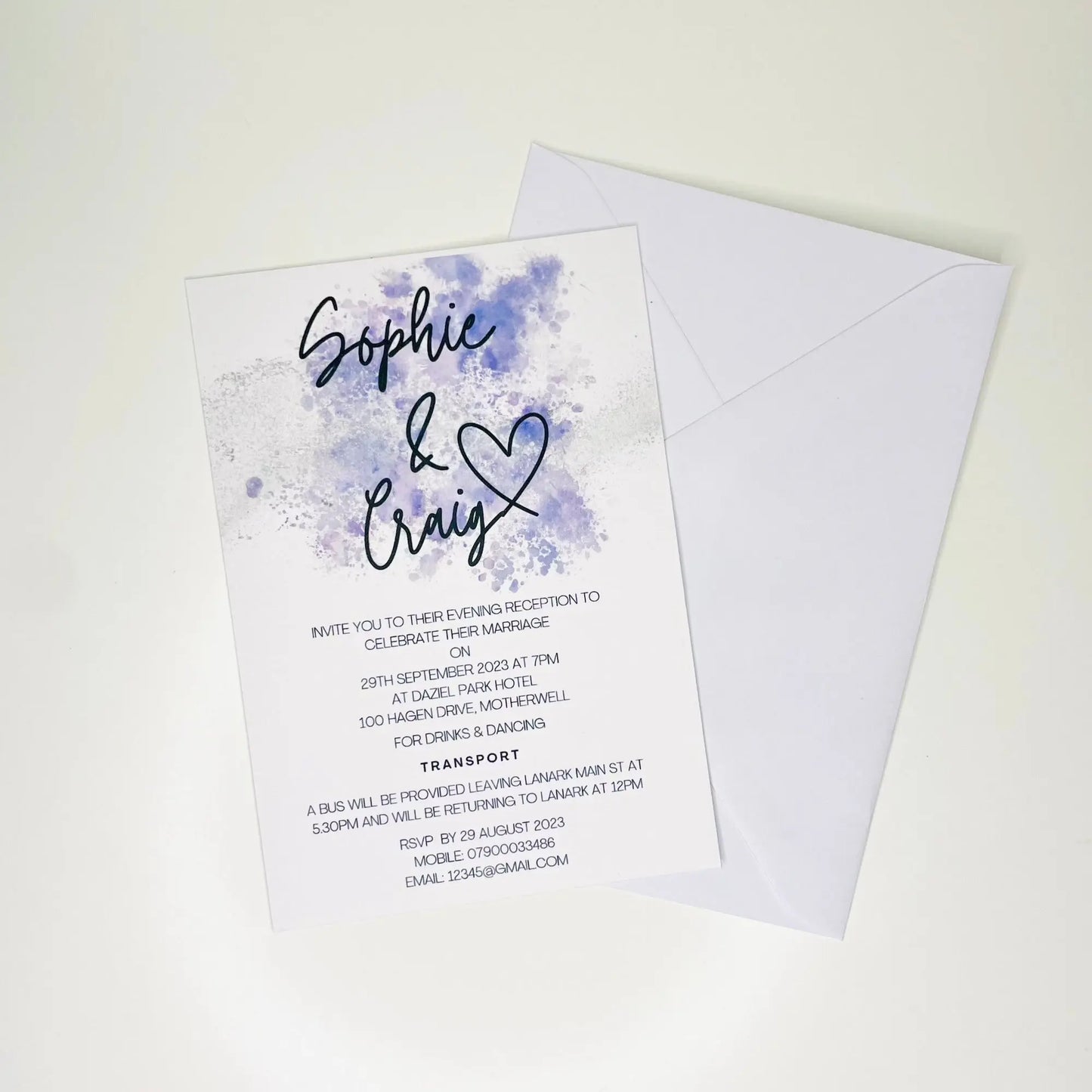 Purple Wedding Invitation Set & Individuals - Firtina Creations