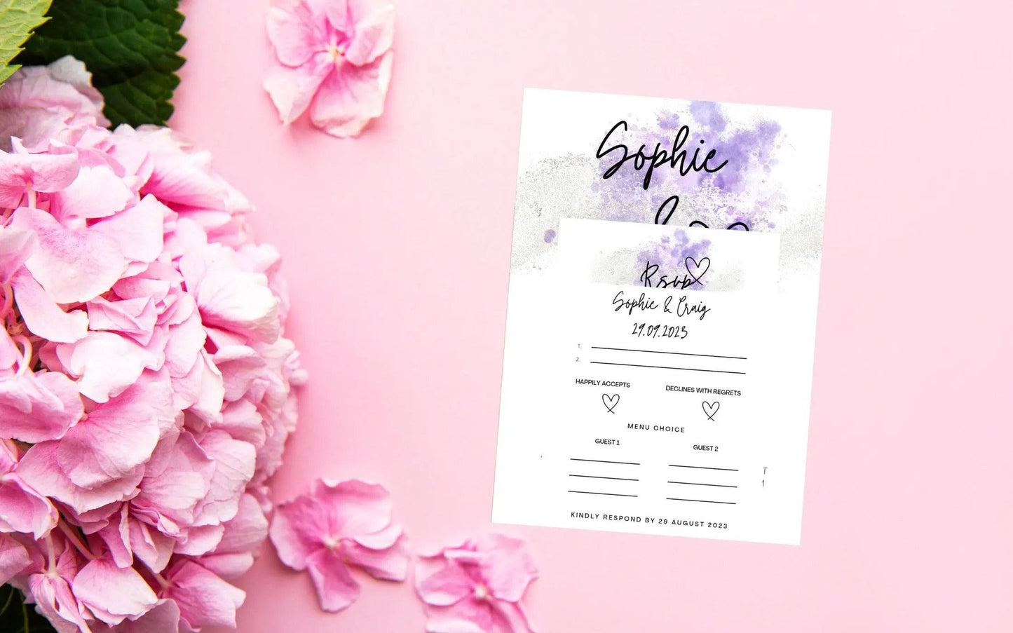 Purple Wedding Invitation Set & Individuals - Firtina Creations