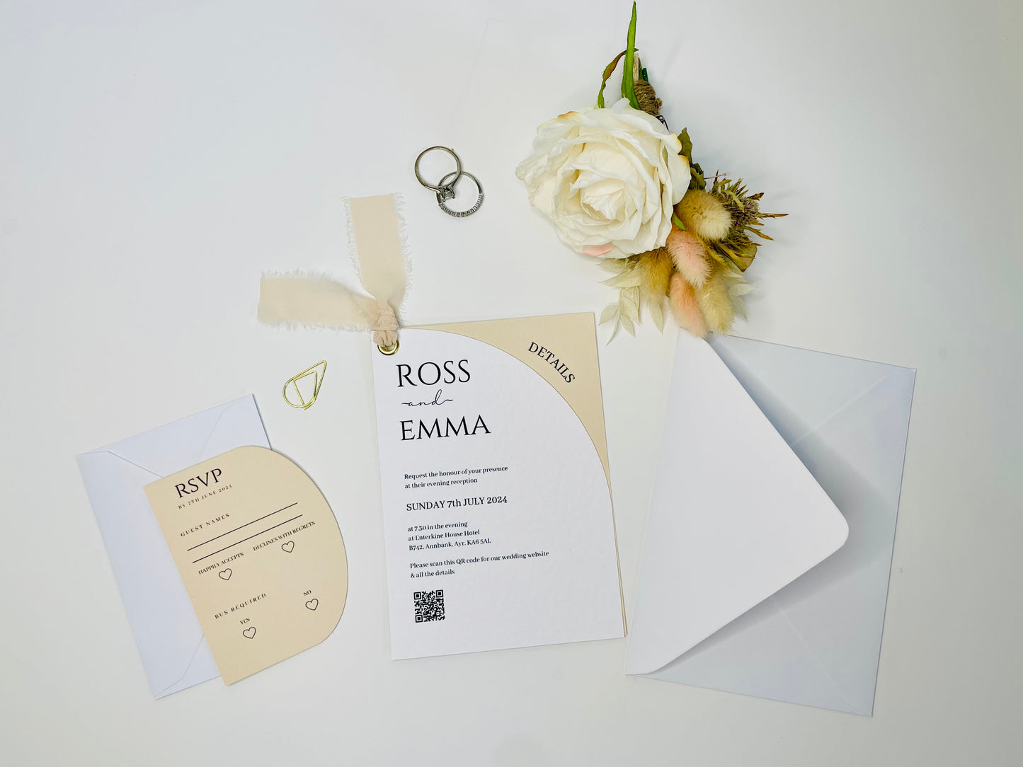 Chiffon Curve Wedding Invitation Suite - SAMPLE ONLY