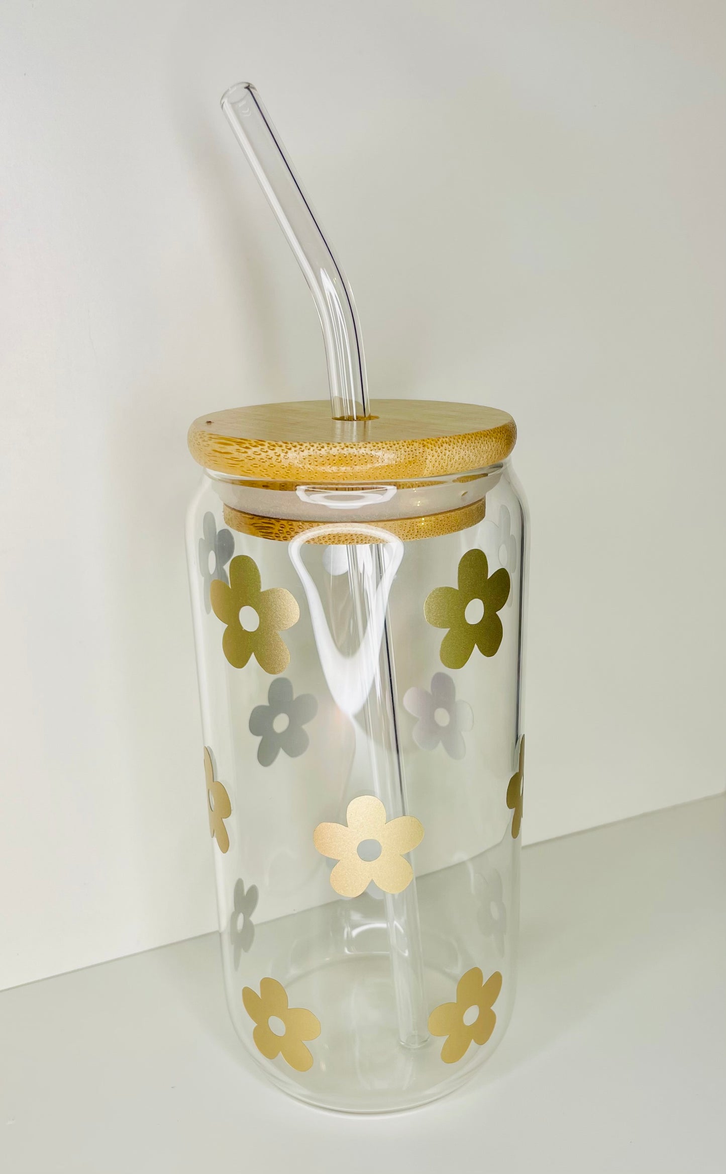 Flower Glass Cup | Glass Can | Daisy Glass | Cute Cups | Gifts | Mother's Day Gift