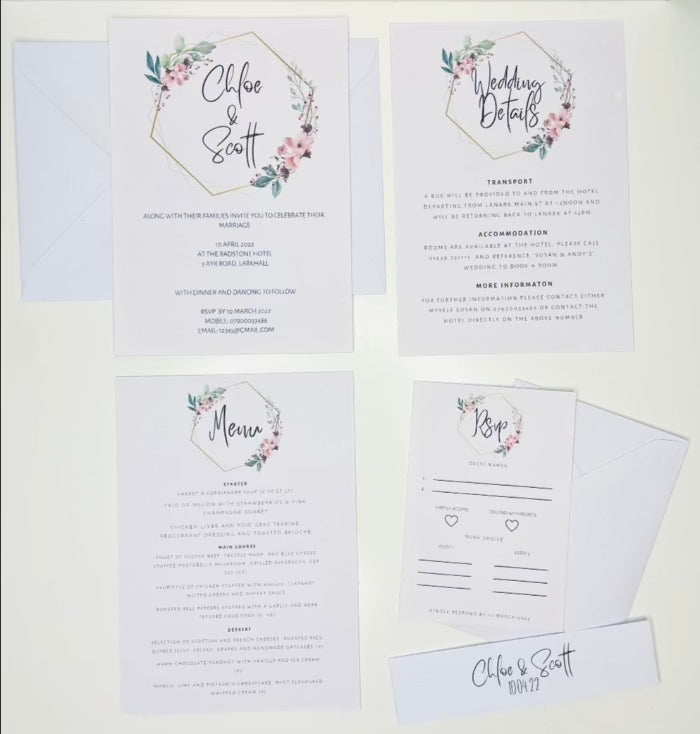 Floral Wedding Invitation Set & Individuals - Firtina Creations