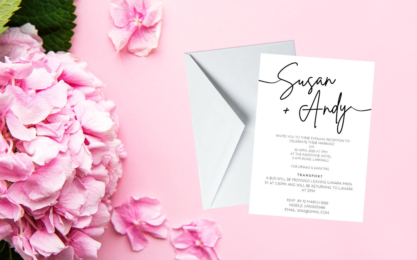 Minimalist Black & White Wedding Invitation Set & Individuals - Firtina Creations
