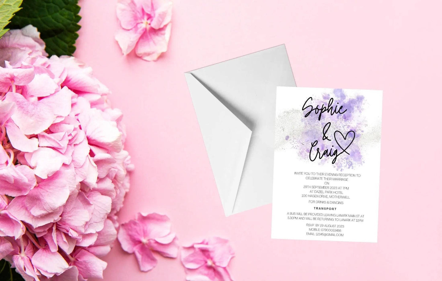 Purple Wedding Invitation Set & Individuals - Firtina Creations