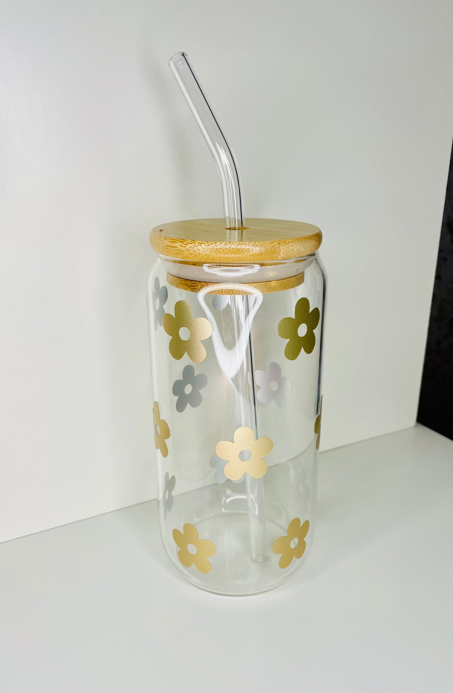 Flower Glass Cup | Glass Can | Daisy Glass | Cute Cups | Gifts | Mother's Day Gift