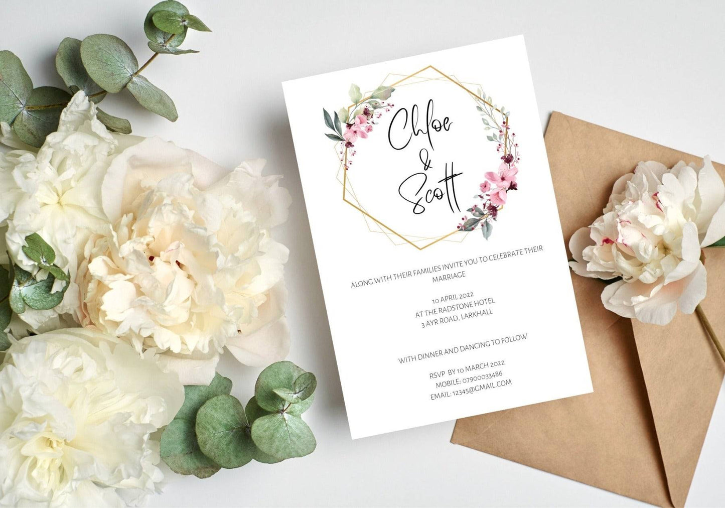 Floral Wedding Invitation Set & Individuals - Firtina Creations