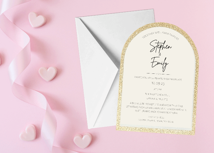 Glitter Arch Wedding Invite Set & Individuals - Firtina Creations