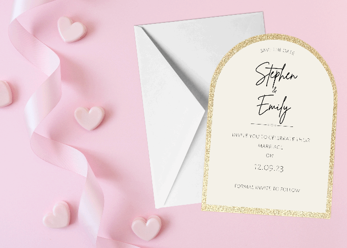 Glitter Arch Wedding Invite Set & Individuals - Firtina Creations