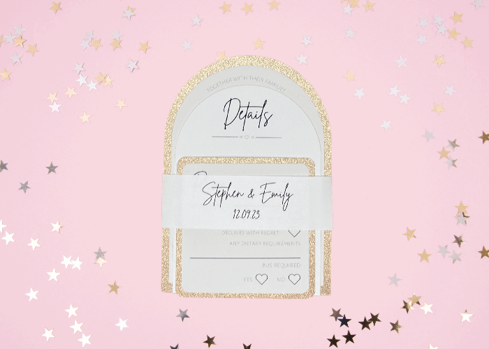 Glitter Arch Wedding Invite Set & Individuals - Firtina Creations