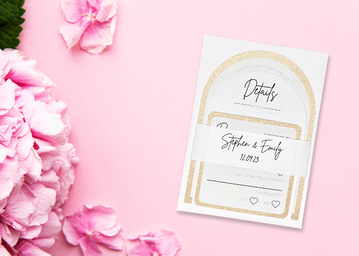 Glitter Arch Wedding Invite Set & Individuals - Firtina Creations