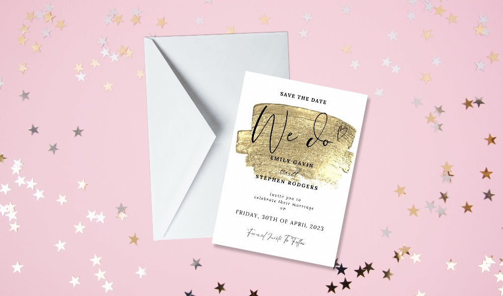 Gold Effect Wedding Invitation Set & Individuals - Firtina Creations