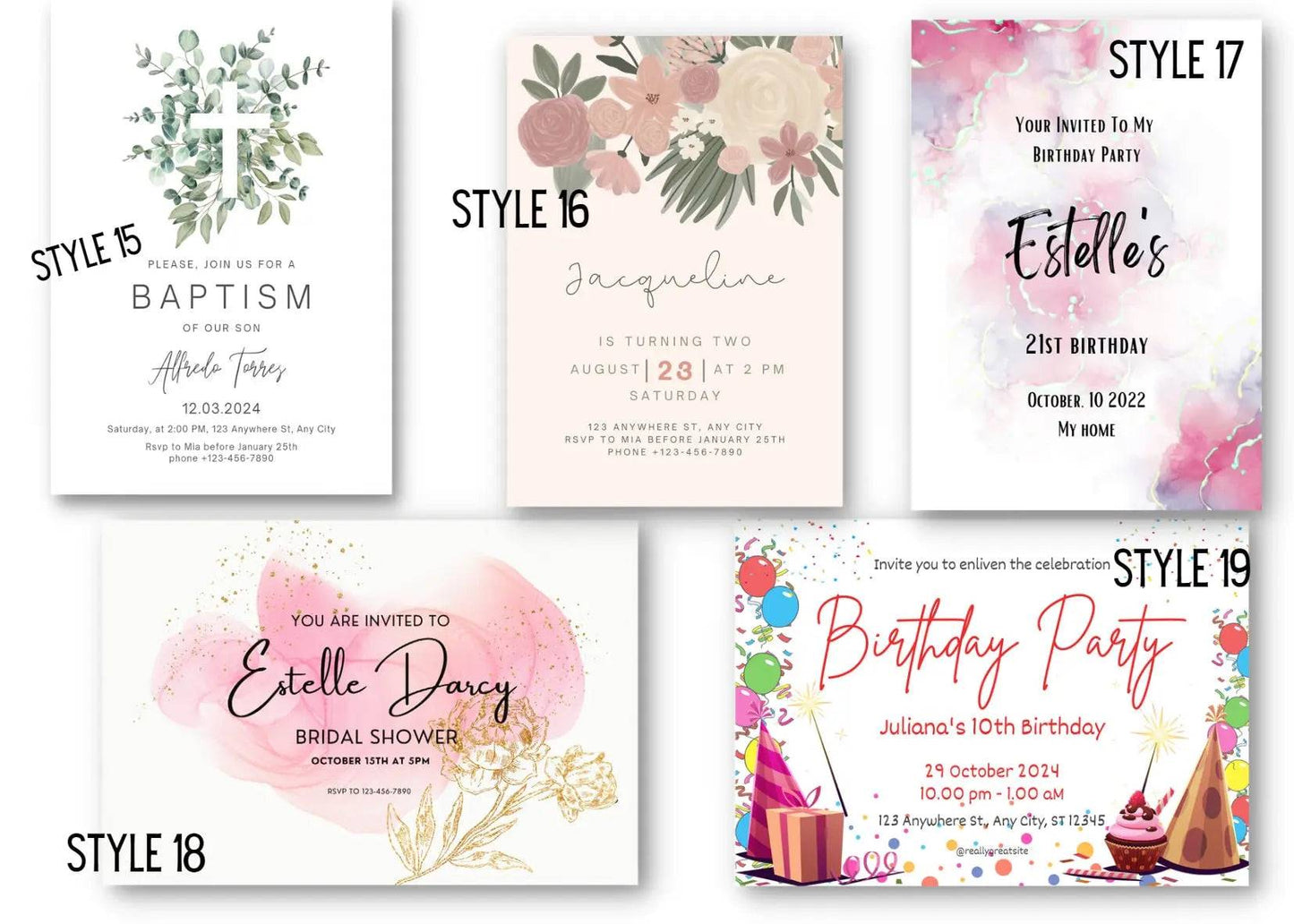Party & Special Occasion Invites (fully customisable) - Firtina Creations