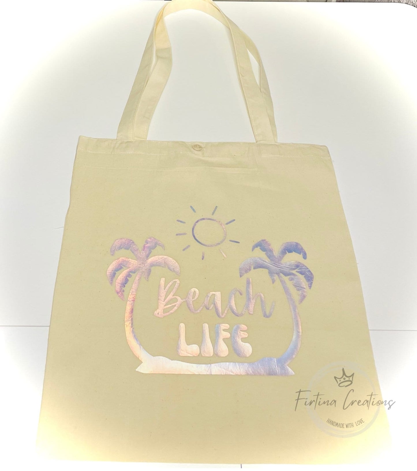 Beach Life Canvas Tote Bag - Firtina Creations