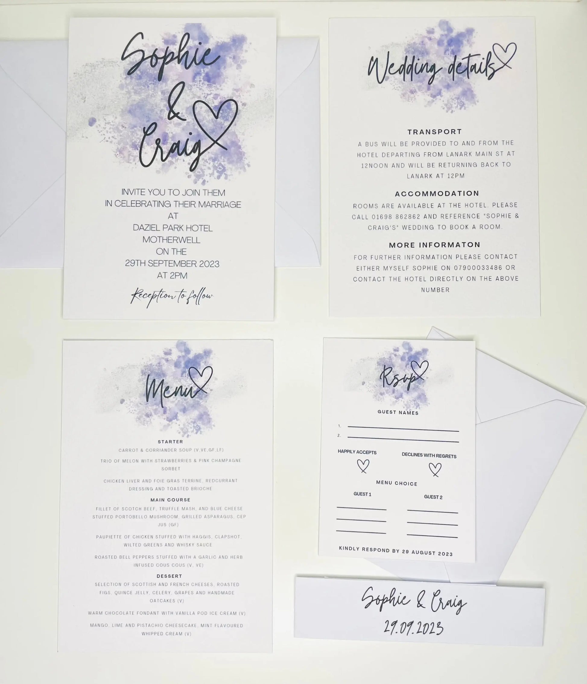 Purple Wedding Invitation Set Individuals