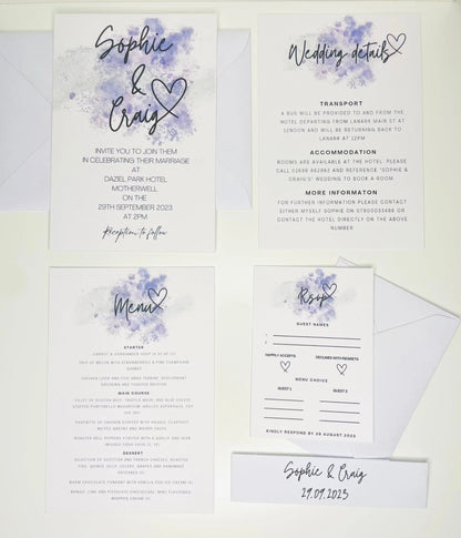 Purple Wedding Invitation Set & Individuals - Firtina Creations