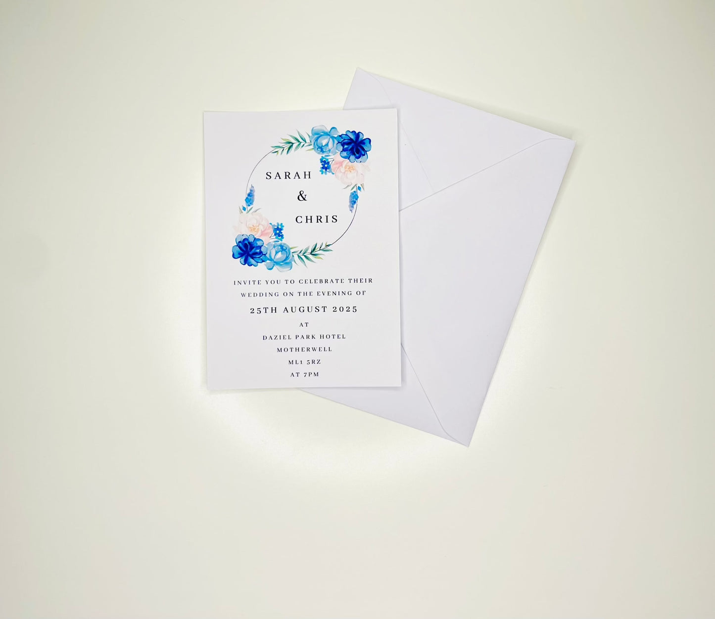Blue Floral Wedding Invitation Set & Individuals - Firtina Creations