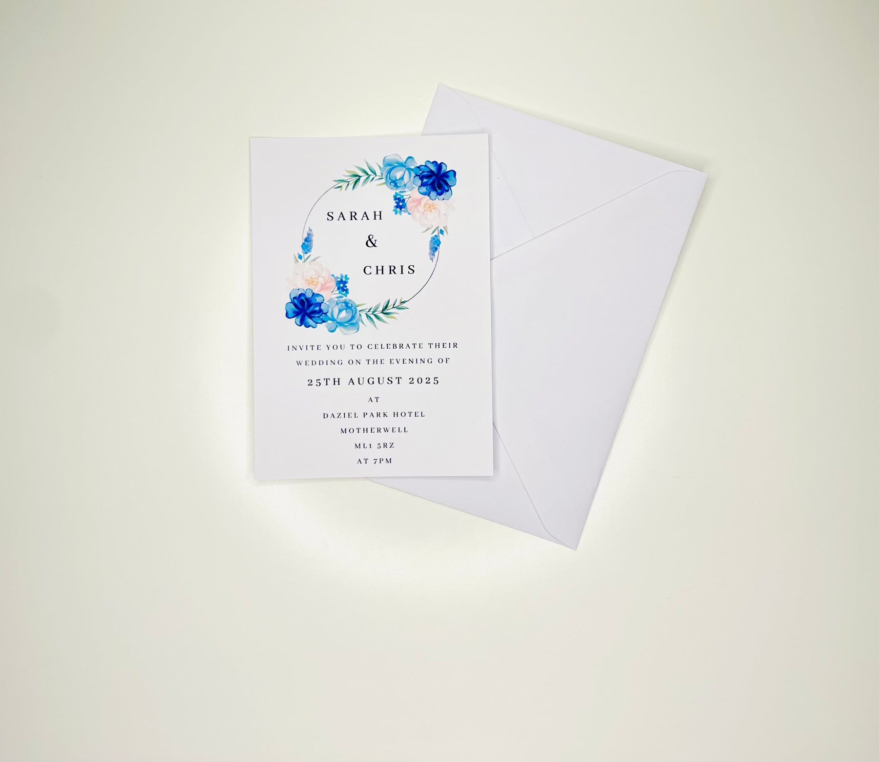 Blue Floral Wedding Invitation Set & Individuals - Firtina Creations