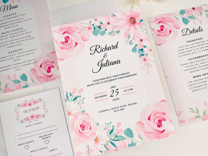 Rose Wedding Invitation Suite - SAMPLE ONLY