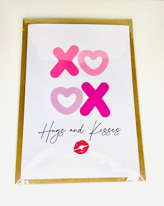 XOXO Galentines Card, Hugs & Kisses Valentines Card - Firtina Creations