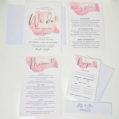 Pink Wedding Invitation Set & Individuals - Firtina Creations