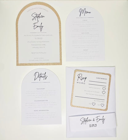 Glitter Arch Wedding Invite Set & Individuals - Firtina Creations