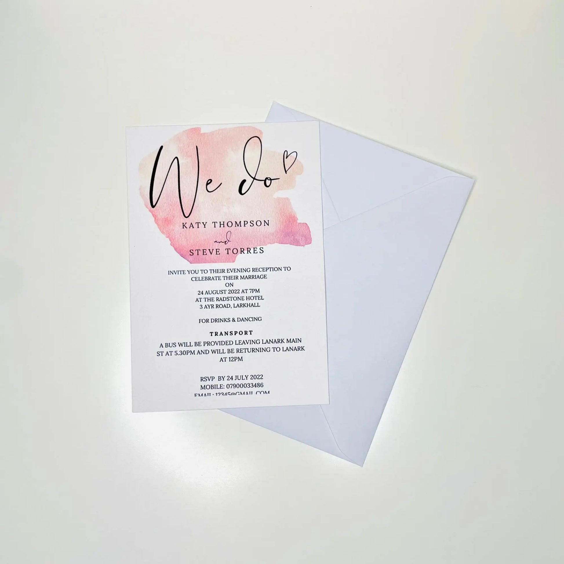 Pink Wedding Invitation Set & Individuals - Firtina Creations
