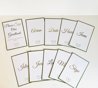 Wedding Reception Table Numbers/ Guestbook Sign