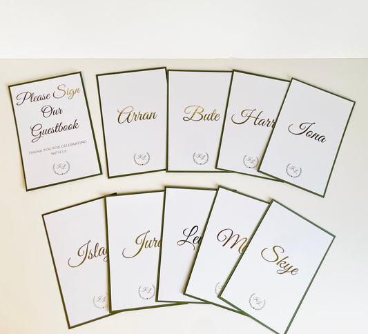 Wedding Reception Table Numbers/ Guestbook Sign