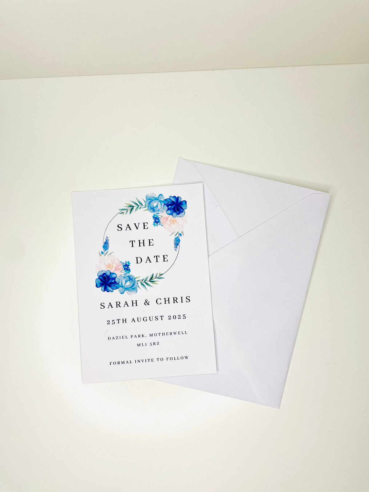 Blue Floral Wedding Invitation Set & Individuals - Firtina Creations