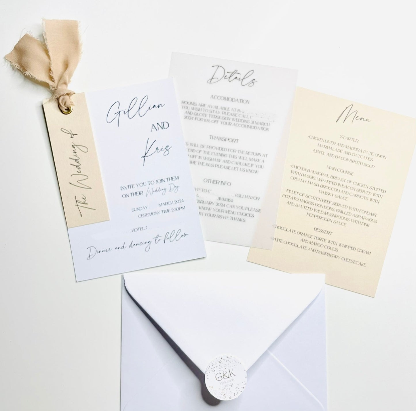 Chiffon Ribbon Wedding Invitations