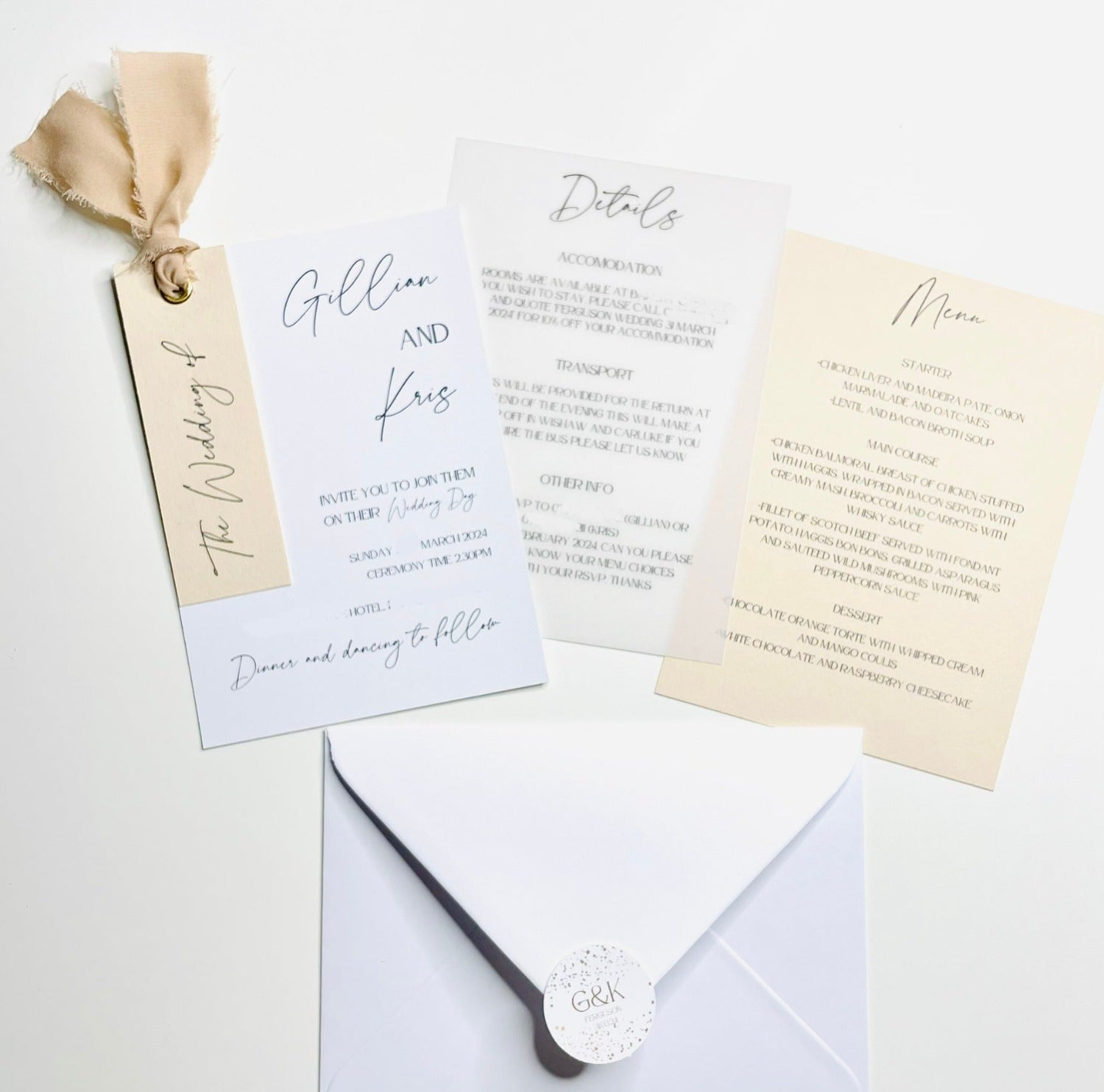 Chiffon Ribbon Wedding Invitations