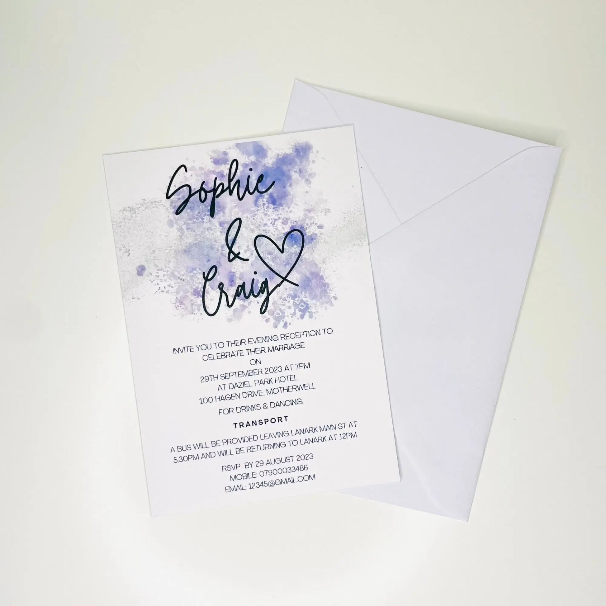 Purple Wedding Invitation Set & Individuals - Firtina Creations