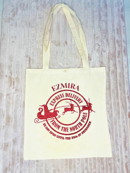 North Pole Express Reusable Christmas Gift Bag - Firtina Creations