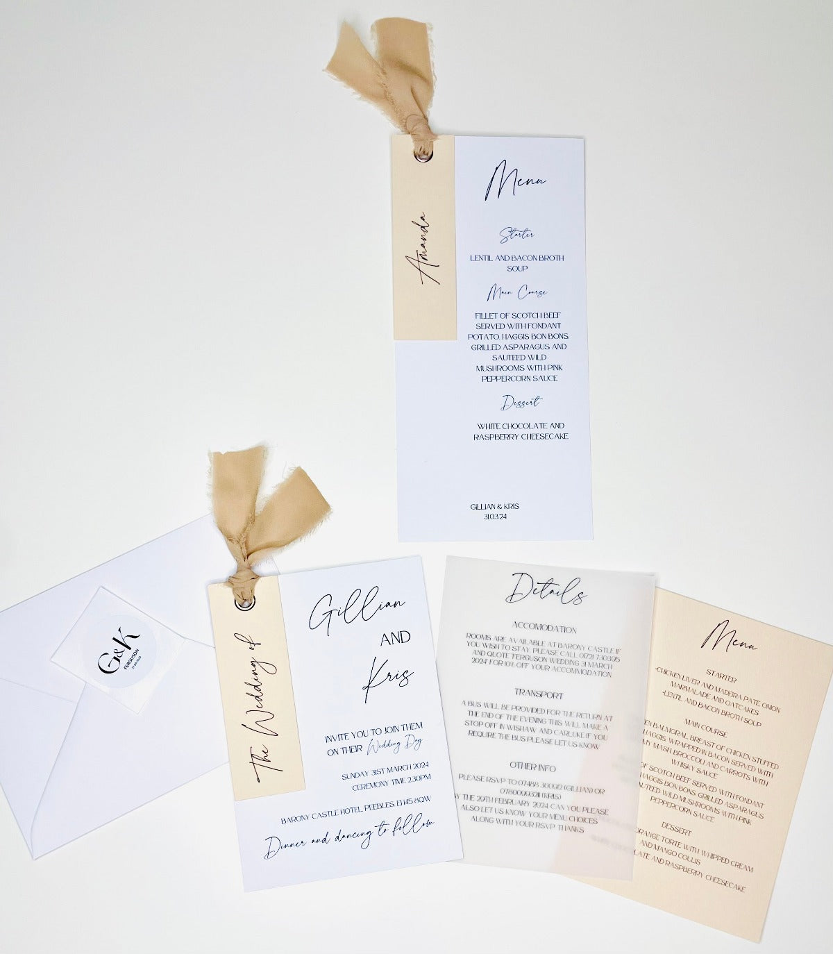 Chiffon Ribbon Wedding Invitation Set