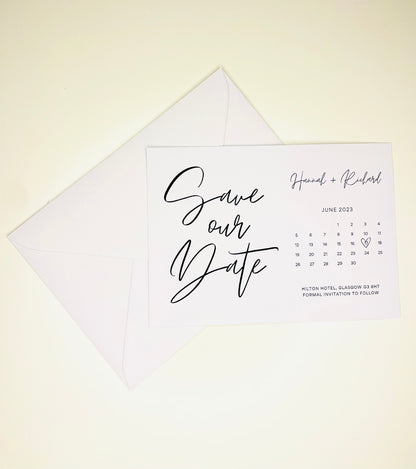 Calendar Style Wedding Save the Date Cards