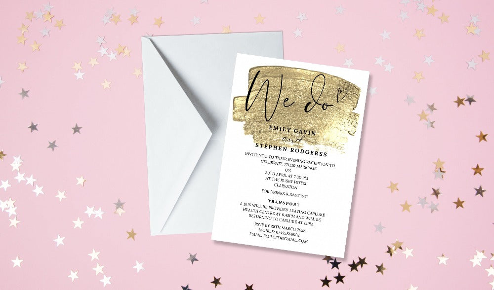 Gold Effect Wedding Invitation Set & Individuals - Firtina Creations