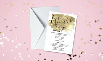 Gold Effect Wedding Invitation Set & Individuals - Firtina Creations