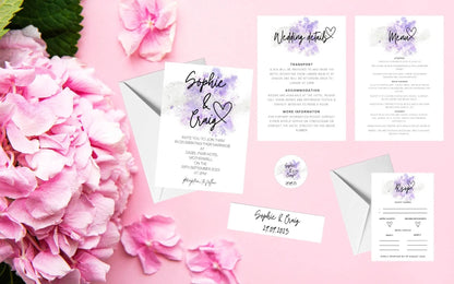 Purple Wedding Invitation Set & Individuals - Firtina Creations
