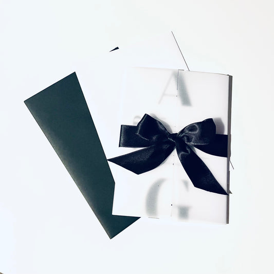 Monochrome wedding invitation suite with initials 