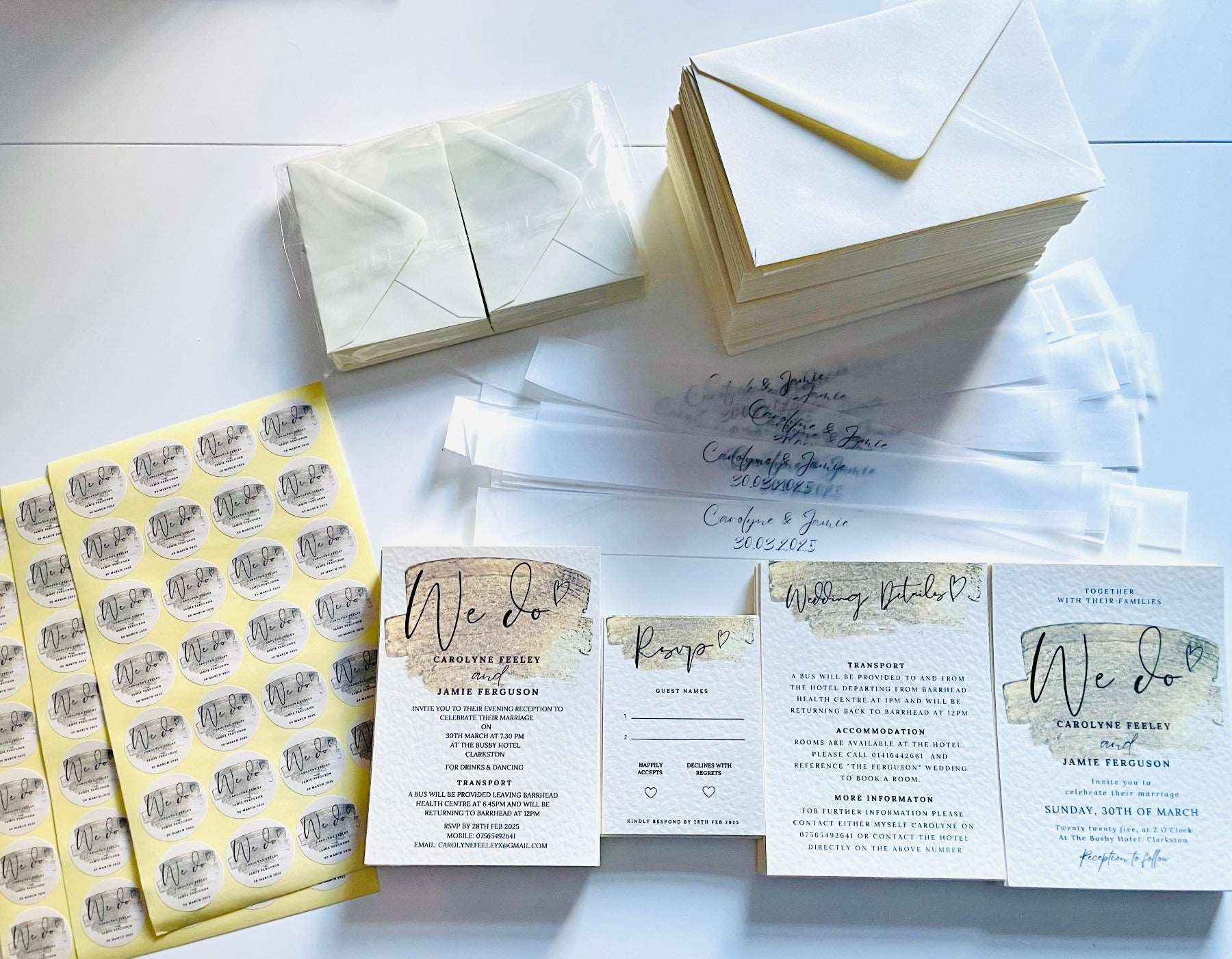 Gold Effect Wedding Invitation Set & Individuals - Firtina Creations