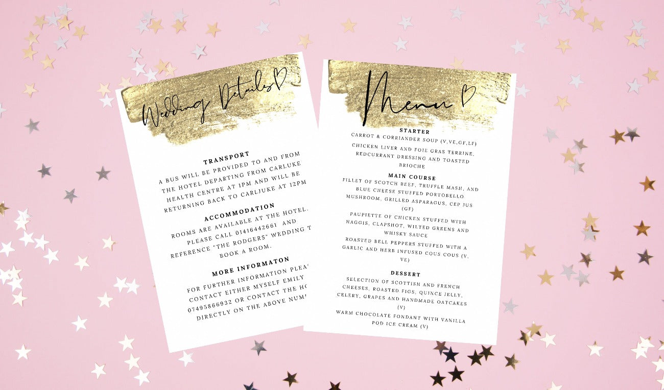 Gold Effect Wedding Invitation Set & Individuals - Firtina Creations