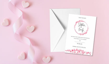 Pink Cherry Blossom Wedding Invitation Set & Individuals - Firtina Creations