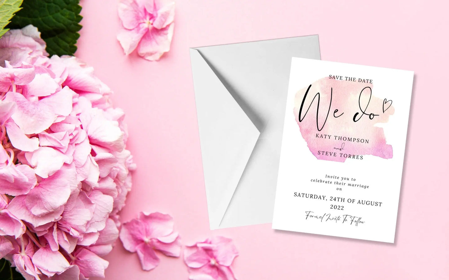 Pink Wedding Invitation Set & Individuals - Firtina Creations